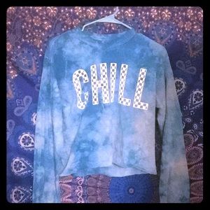 💕Blue chill long sleeve crop top.